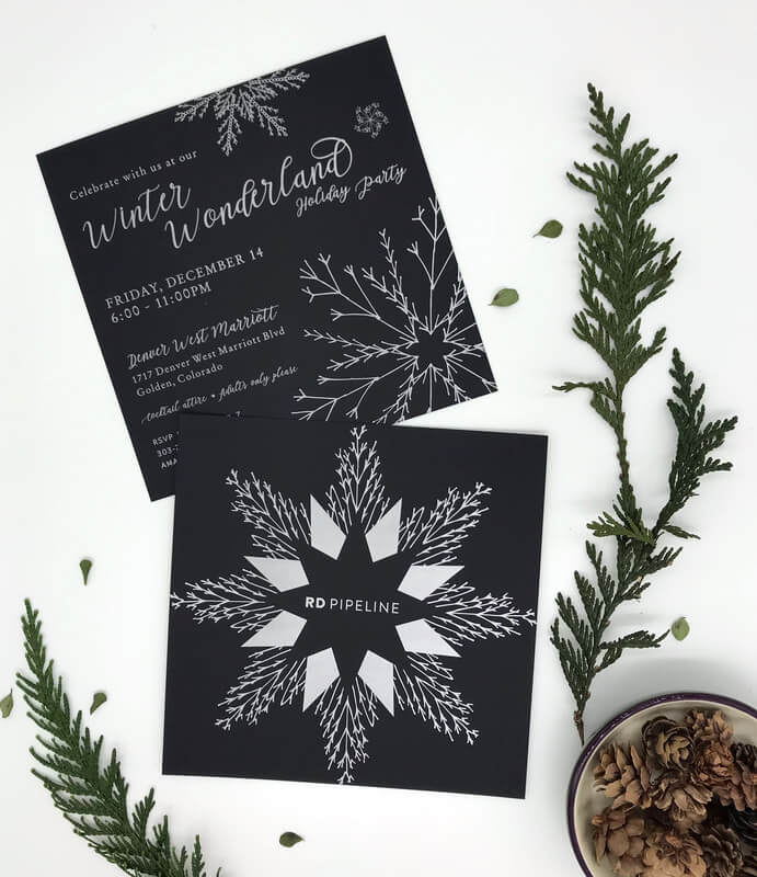 black and white winter wonderland party invitation