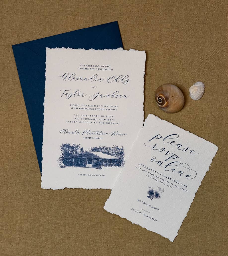 romantic hawaiian wedding invitation