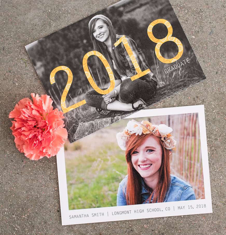 girl with flower crown 2018 graduation announcement