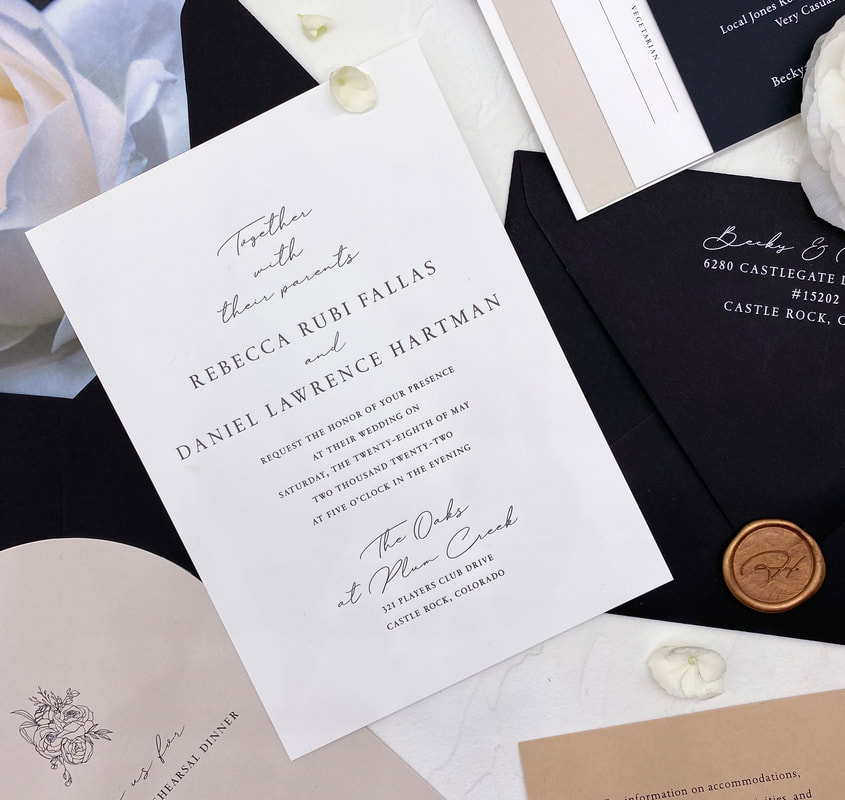 modern black and white wedding invitation