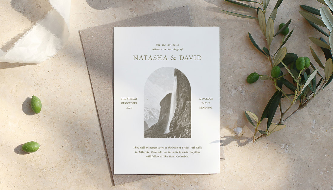 waterfall wedding invitation, bridal veil falls wedding invitation