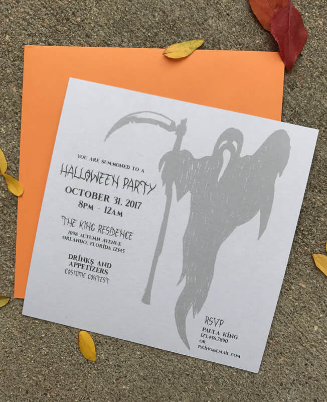 orange and grey halloween party invitation
