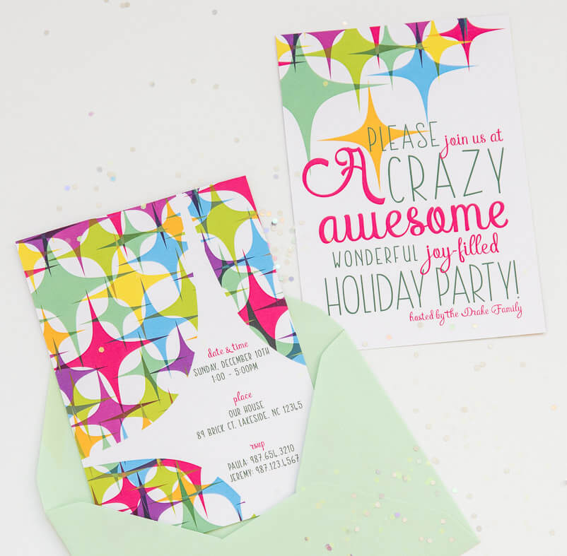 colorful geometric holiday party invitation
