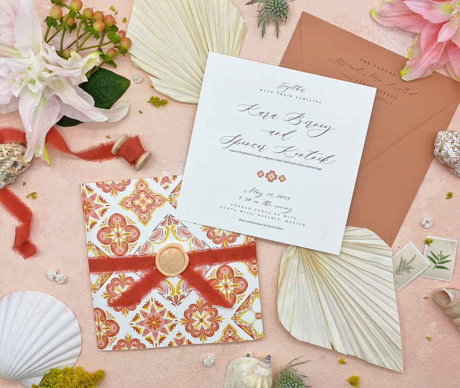 luxury mexico wedding invitation