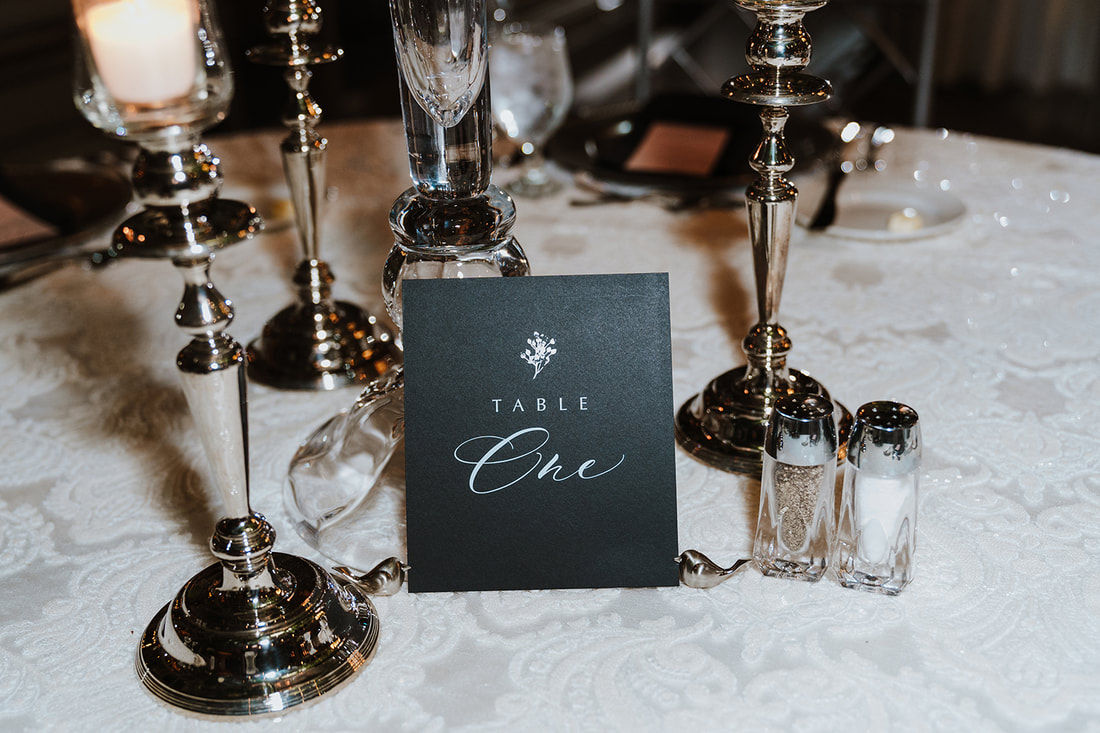 black and white table numbers